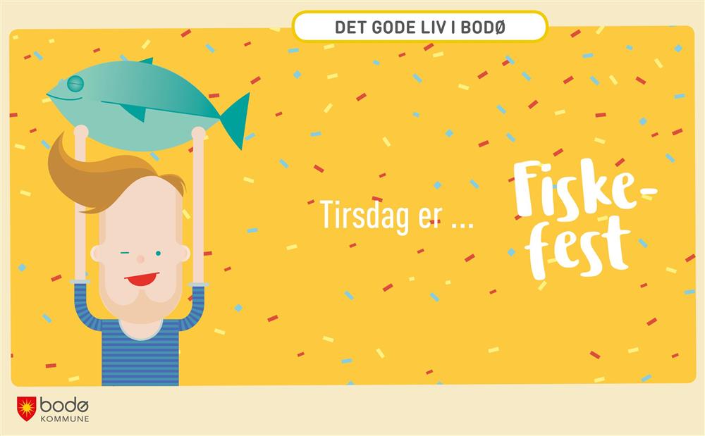 Illustrasjon av mann som holder oppe en fisk  - Klikk for stort bilde